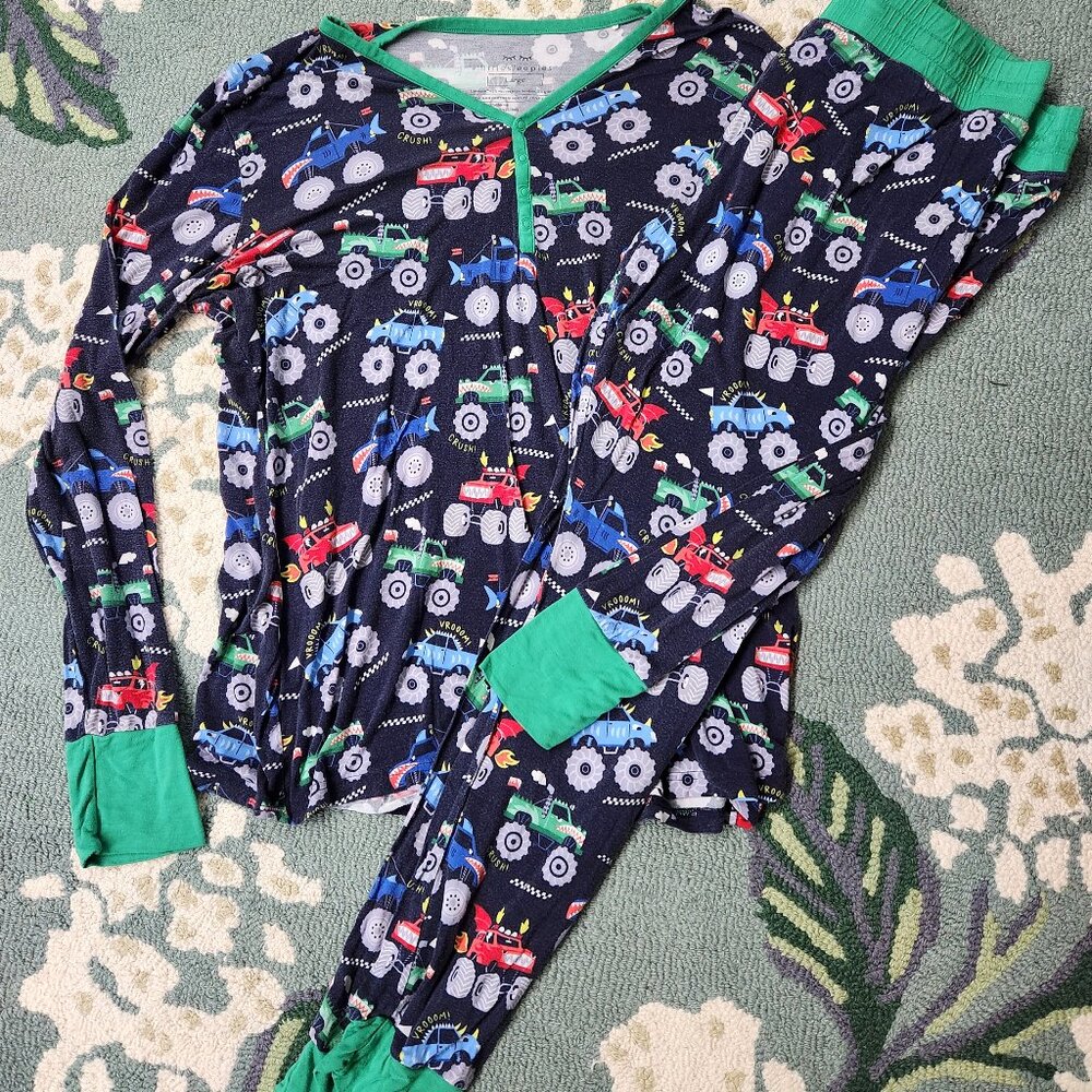 Little Sleepies women's monster truck madness long sleeve pants pajamas large